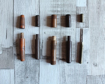 Antique wooden needle case, French haberdashery accessory, 3531