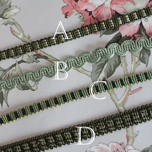 Green braid trimmings, vintage braid, lampshade border, ornament for curtain, decorative braid for case, handle, etc ...