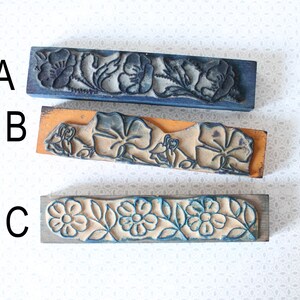 Tampon ancien français frise FLEUR pour scrapbooking, arts textiles, broderie, 4172