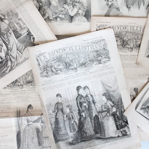 La mode illustrée années 1870, Revue authentique française de mode des années 1870, 4 feuillets, 4248