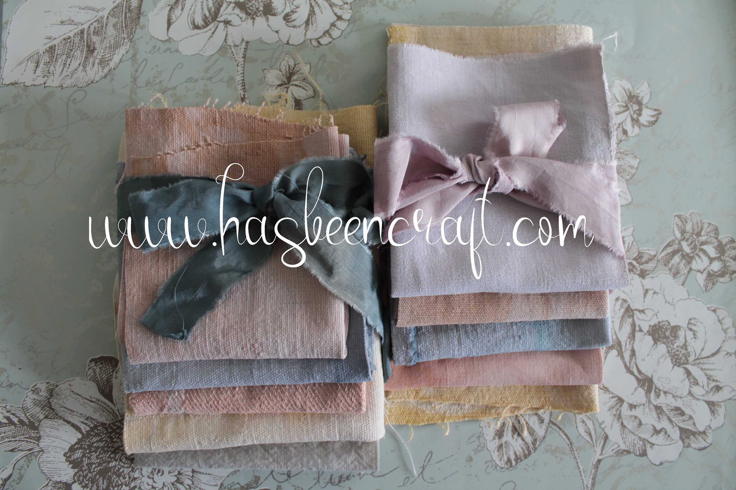 Antique French linen and hemp hand-dyed in natural vegetable dyes, 20…