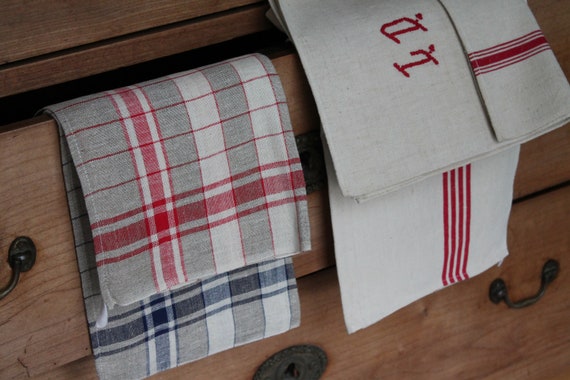 PALE BEIGE LINEN LARGE TOWELS UNUSED ANTIQUE FRENCH LINEN TOWELS 