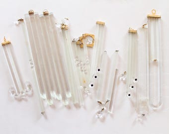 Vintage glass chandelier tassels, lighting supplies, antique tassel, spare part, glass pendants, 4506