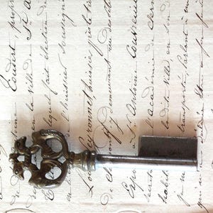 Llave de puerta antigua con motivo de pájaro, llave de mueble antiguo, 4853