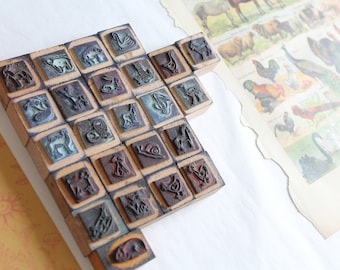 ANIMALS rubber stamp, tiny farm animal stamp, miniature animals, 3354