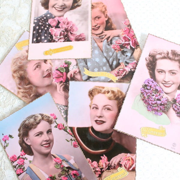 6 Cartes postales rétro 1950 France, Photographie portrait femme, Portrait féminin, 4308