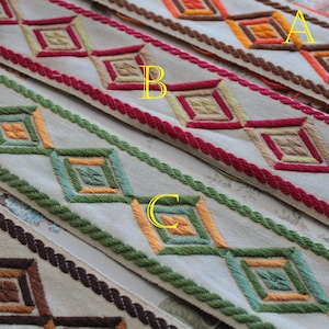 5 m, passamaneria jacquard con motivo a rombi, 5 metri - 5,45 yard, 100% acrilico Dralon, made in France, 2870