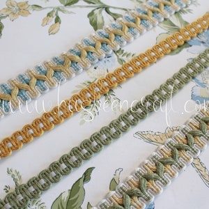 Galon d'ameublement jaune, bordure verte pour abat jour, ornement rideau, passementerie française, garniture verte, 2504