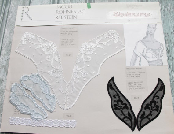 7 Vintage Jacob Rohner Lingerie Bib Collars, White, B… - Gem