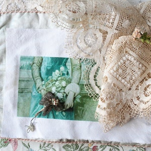 Transfert sur tissu de photo romantique, pour création de livre en tissu, quilting, artjournaling, 3840