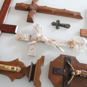Antique cross, spiritual objects, religious souvenir, Christ on the cross, 4643