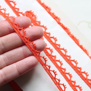 Dentelle corail 100% coton 9 mm à coudre, vendue par 5 mètres, 4784