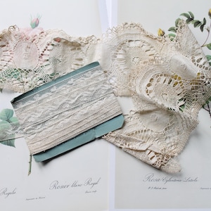 Lot of antique French lace for crafts, dolls, textile arts, bobbin lace, 4795