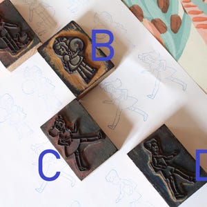 Tampon ancien éducatif français des années 60 pour scrapbooking, jeu éducatif, dessin, 4653