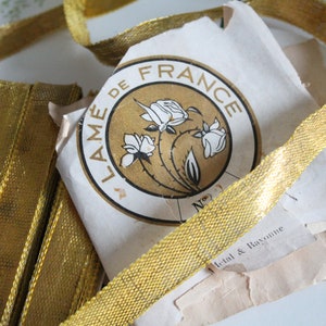 Lamé de France, Galon doré ancien, pour broderie ou chapellerie, 11mètres, 4218