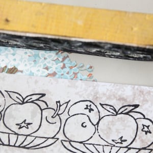 Tampon FRUITS vintage français frise pour scrapbooking, arts textiles, broderie, 4040