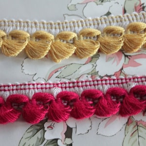 Galon de passementerie à frange bouclettes de 2.5 cm - 1", galon bicolore, galon à franges pompons, 2993