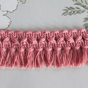 Galon rose de passementerie à pompons, bordure rose d'abat jour, garniture franges, 2450B