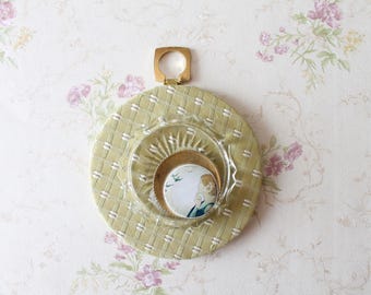 Victorian Wall Decor, Antique Portrait Medallion, Handmade Textile Wall Hanging