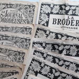 Antigua revista de bordado francesa La Broderie Lyonnaise con monogramas y modelos de bordado, 2567