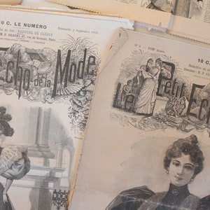 Antigua revista de moda francesa 1894, 4 hojas, El pequeño eco de la moda, 4255