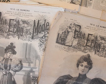 Old French fashion magazine 1894, 4 pages, Le petit echo de la mode, 4255