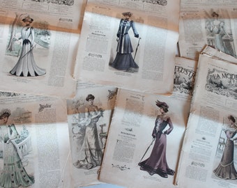 La mode illustrée années 1900, Revue authentique française de mode des années 1900, 6 feuillets, 4242