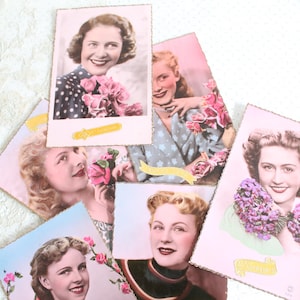 6 Cartes postales rétro 1950 France, Photographie portrait femme, Portrait féminin, 4308