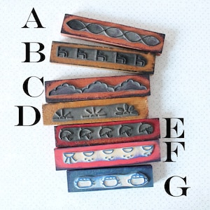 Tampon bois ancien français frise pour scrapbooking, arts textiles, broderie, 4178