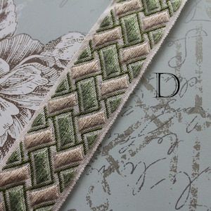 Pasamanería de Jacquard con motivos geométricos, ancho 4 cm (1,57") x 1 metro (1,09"), 100 % acrílico Dralon, fabricado en Francia, 2858