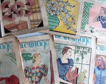 1937' French magazine Mon ouvrage : "My work" on embroidery, crochet, sewing, ..