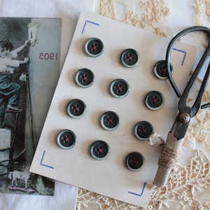 Charcoal Grey and White Buttons, 15mm x 12, French Sewing, Button Shop, Retro Button Plate, 2922