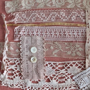 Antique French lace for dolls, embroidery, wedding, crafts, journal making, 13x10/20/25 cm, 4539
