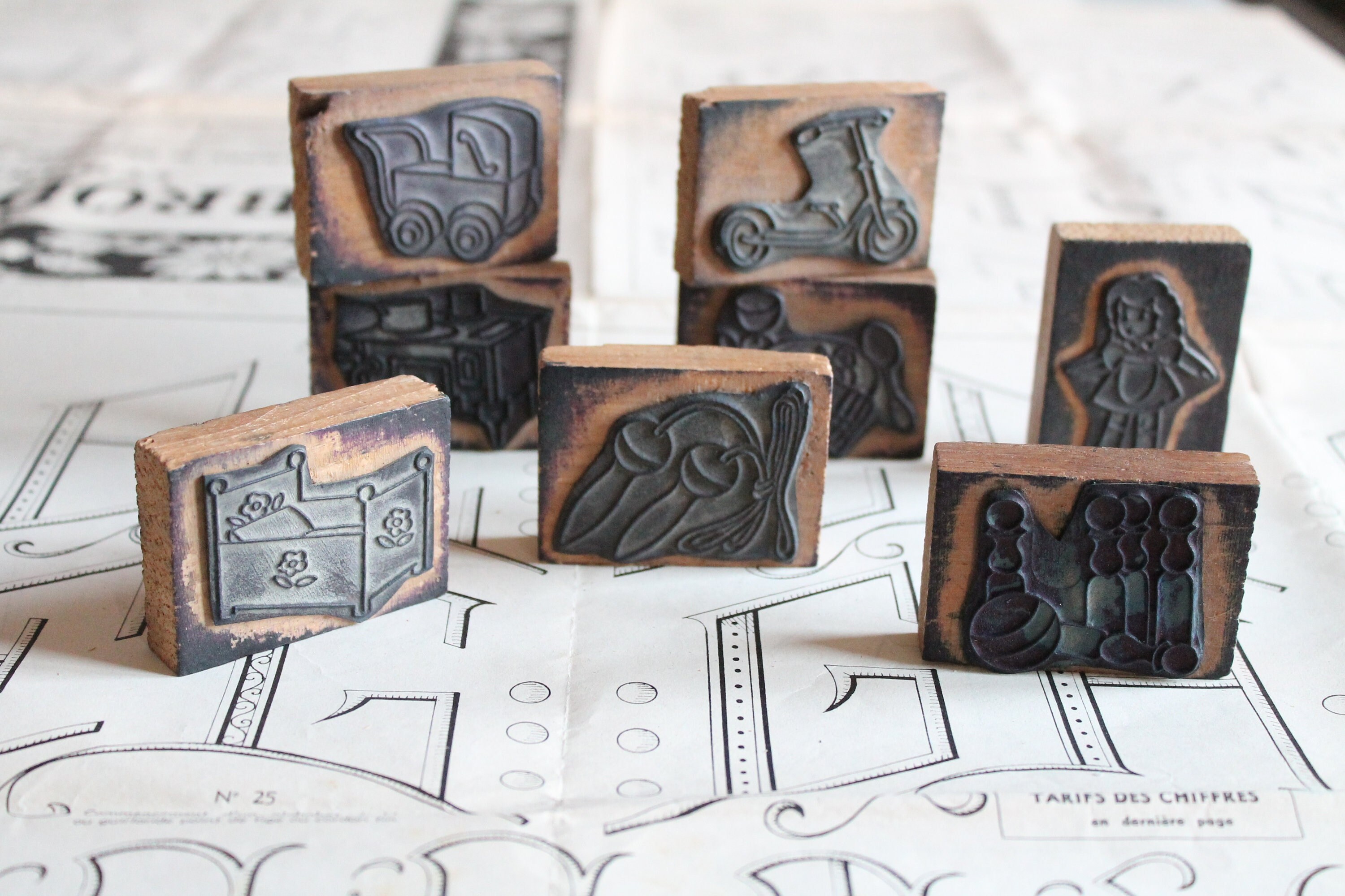 50 Pièces Tampon Poterie Bois Tampon Pour Argile Timbre