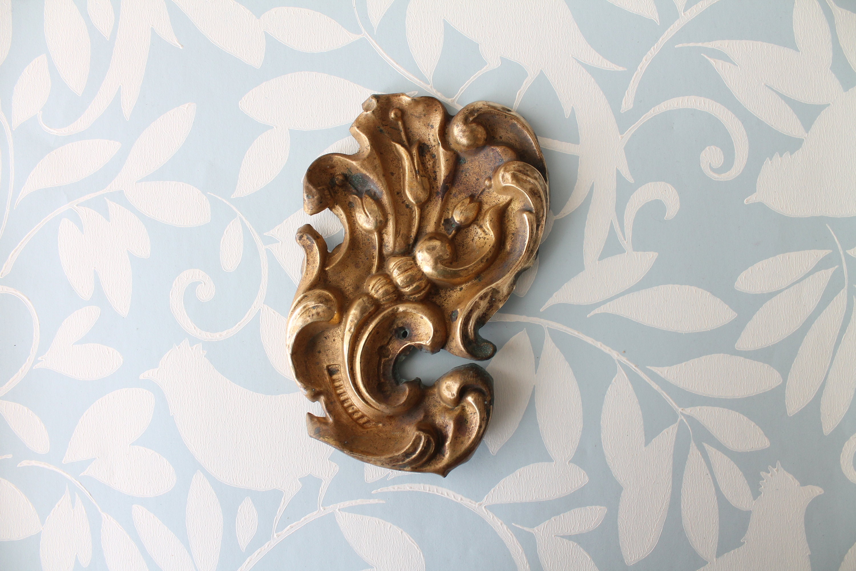 Décor Ancien de France en Laiton Embossé à Motifs Floraux, 3619