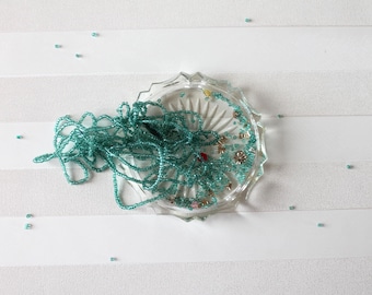 Authentic antique French green seed beads for embroidery
