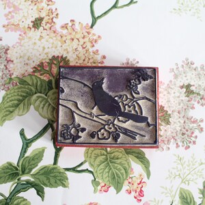 Tampon oiseau caoutchouc et bois français, Monogramme initiale, pour personnalisation, broderie, arts textiles, arts du papier, 4576