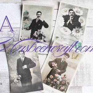 4 cartes postales anciennes de France Hommes vers 1900, nombreux lots au choix, pour journal, scrapbooking, 3503