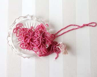 Authentic antique French pink seed beads for embroidery