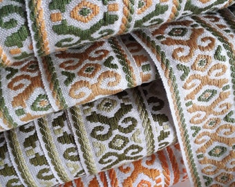 Medieval braid with geometric patterns, width 6 cm by 1 meter 1.09y, 100% Dralon acrylic, made in France, 2854