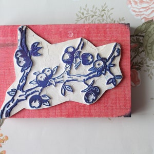 Tampon ancien français branches et fruits, 3707