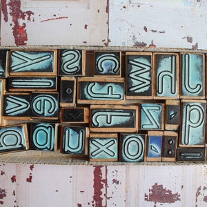 Sello antiguo LETTERS en madera y caucho, tipografía antigua, para artes en papel, scrapbooking, diario, 3195