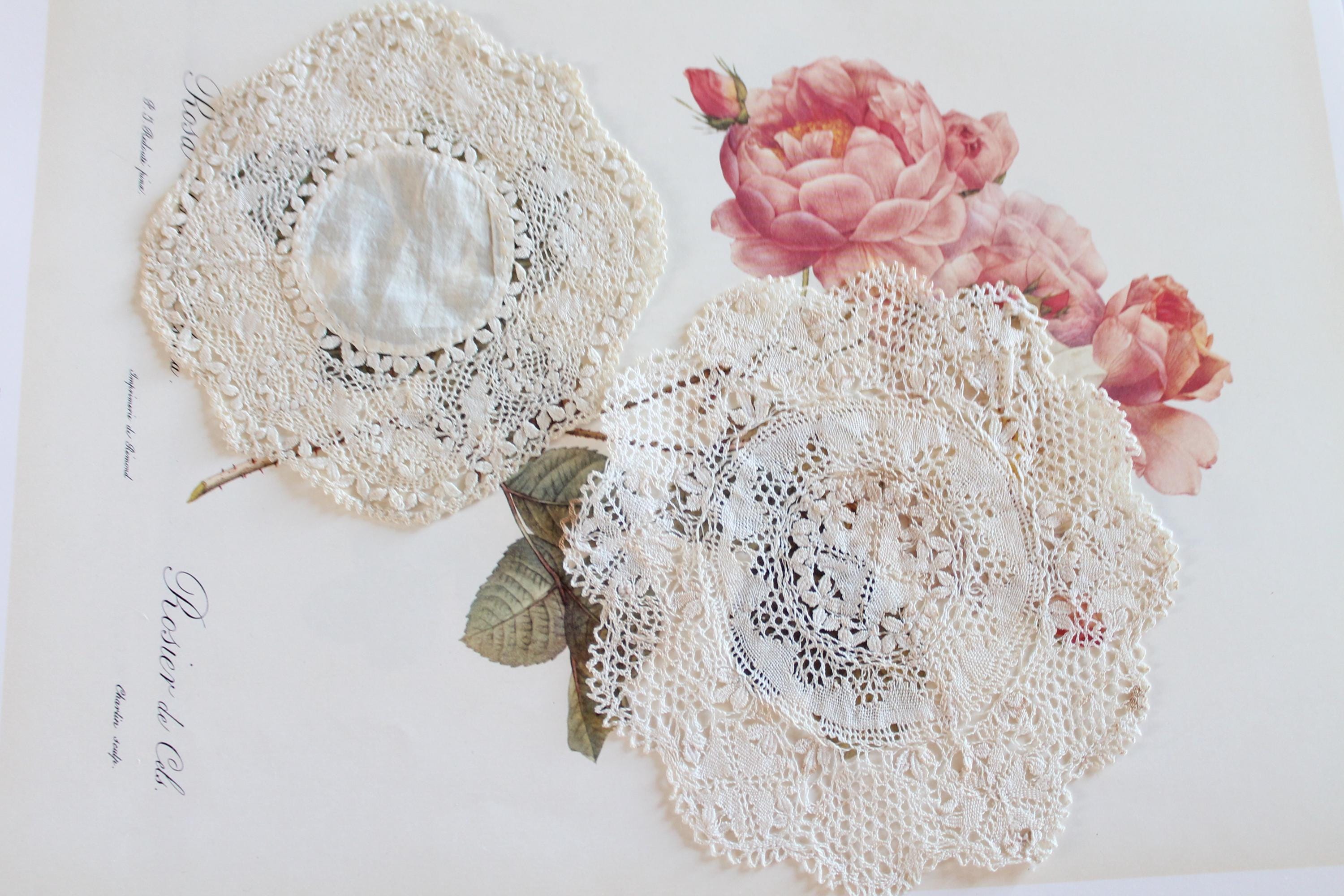 Antique Hand-embroidered Lace Doilies – French Tulle Lace Bobbin