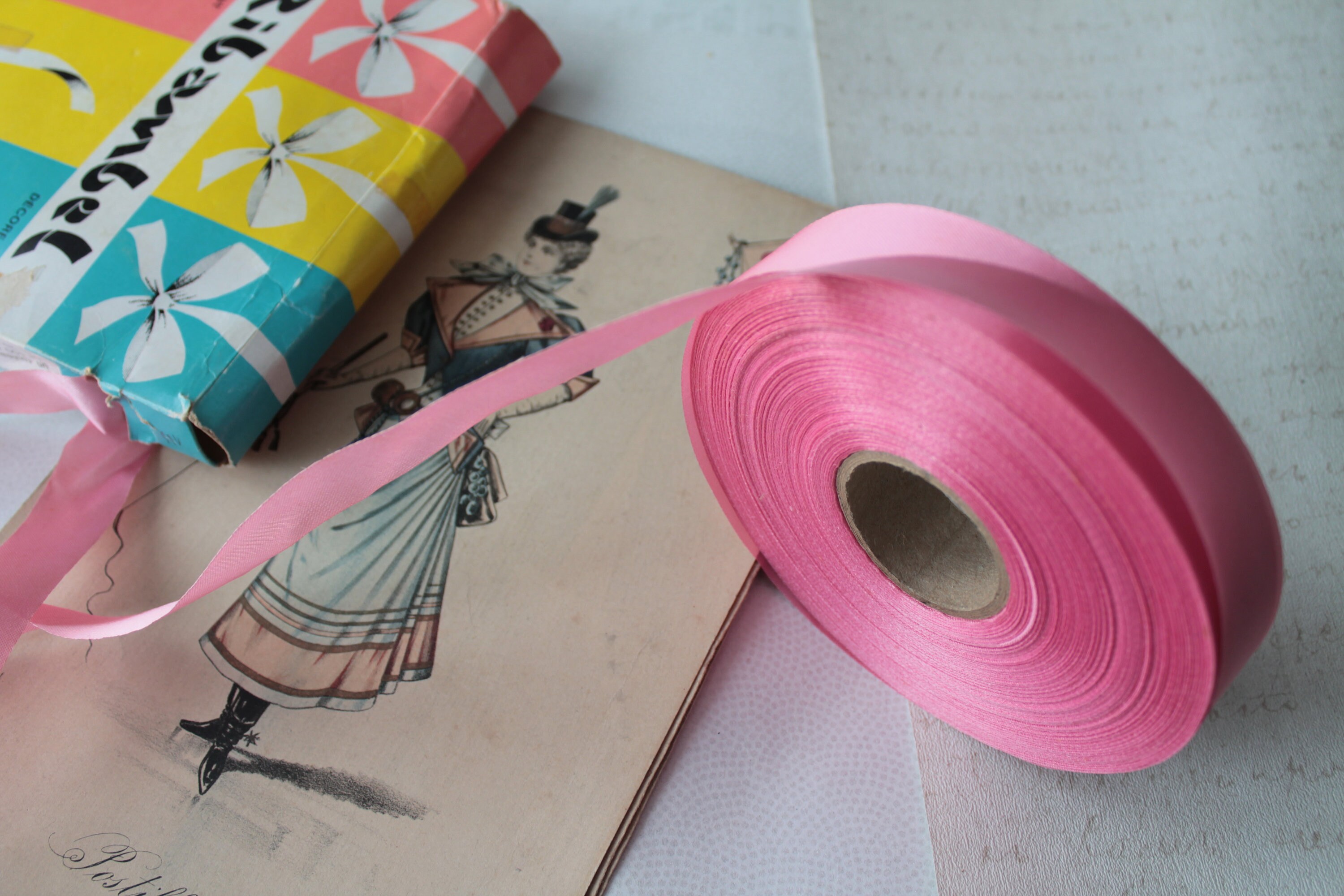Vintage pink ribbon 80 meters 2.5 cm pink ribbon 1 inch Etsy