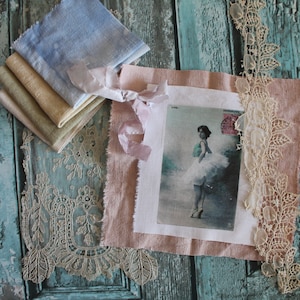 Foto antica di una ballerina, vignetta di cucito su stoffa, 2904