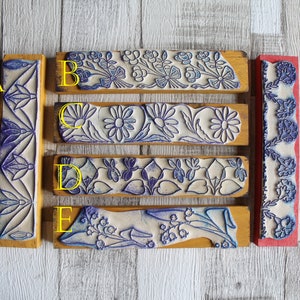 Tampon bois ancien français frise pour scrapbooking, arts textiles, broderie, 3505