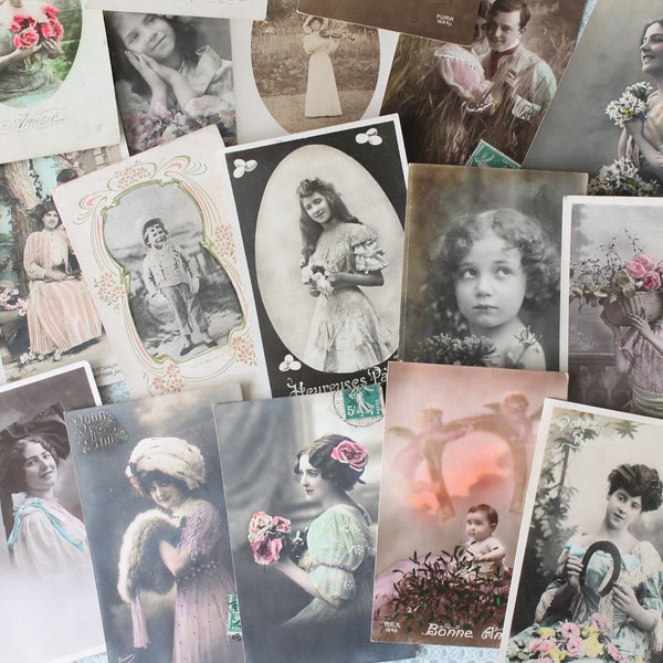 12 Old Belle Epoque France postcards x 12, Old portrait photography, 4106