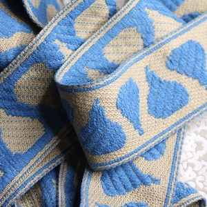 Galon bleu large vintage de passementerie de largeur 6 cm 5 mètres, 3883