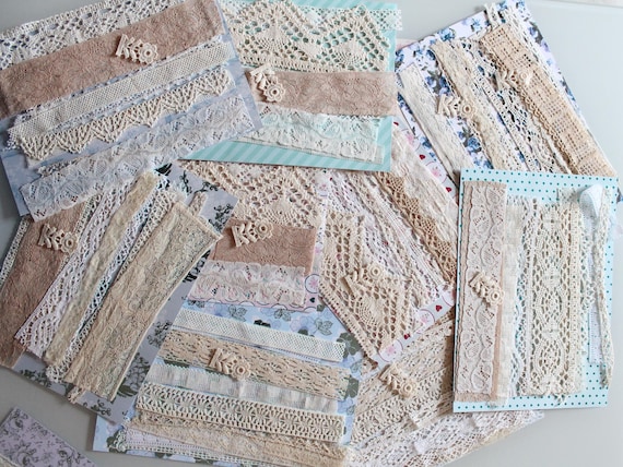 10 Dentelles anciennes de France pour poupée, arts textiles, point lent, journaling
