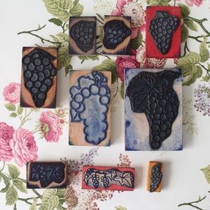 Timbro francese vintage FRUIT GRAPE con bordo per scrapbooking, arti tessili, ricamo, 4119